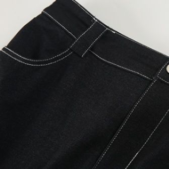 デニムセットアップ スクエアネック長袖デニムスカートセット