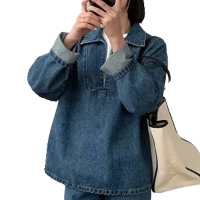 デニムセットアップ 半袖プルオーバーデニムセット