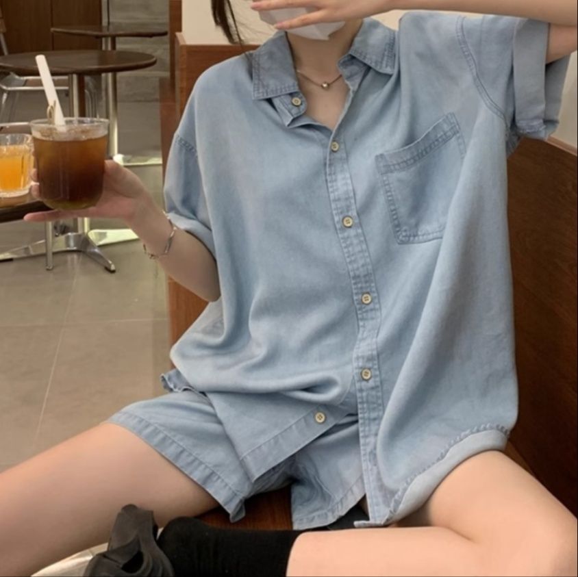 デニムセットアップ こなれ感ゆるシルエット上下セット