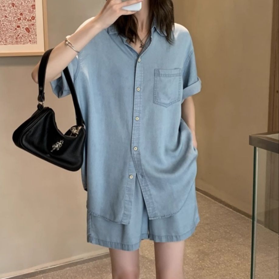 デニムセットアップ こなれ感ゆるシルエット上下セット