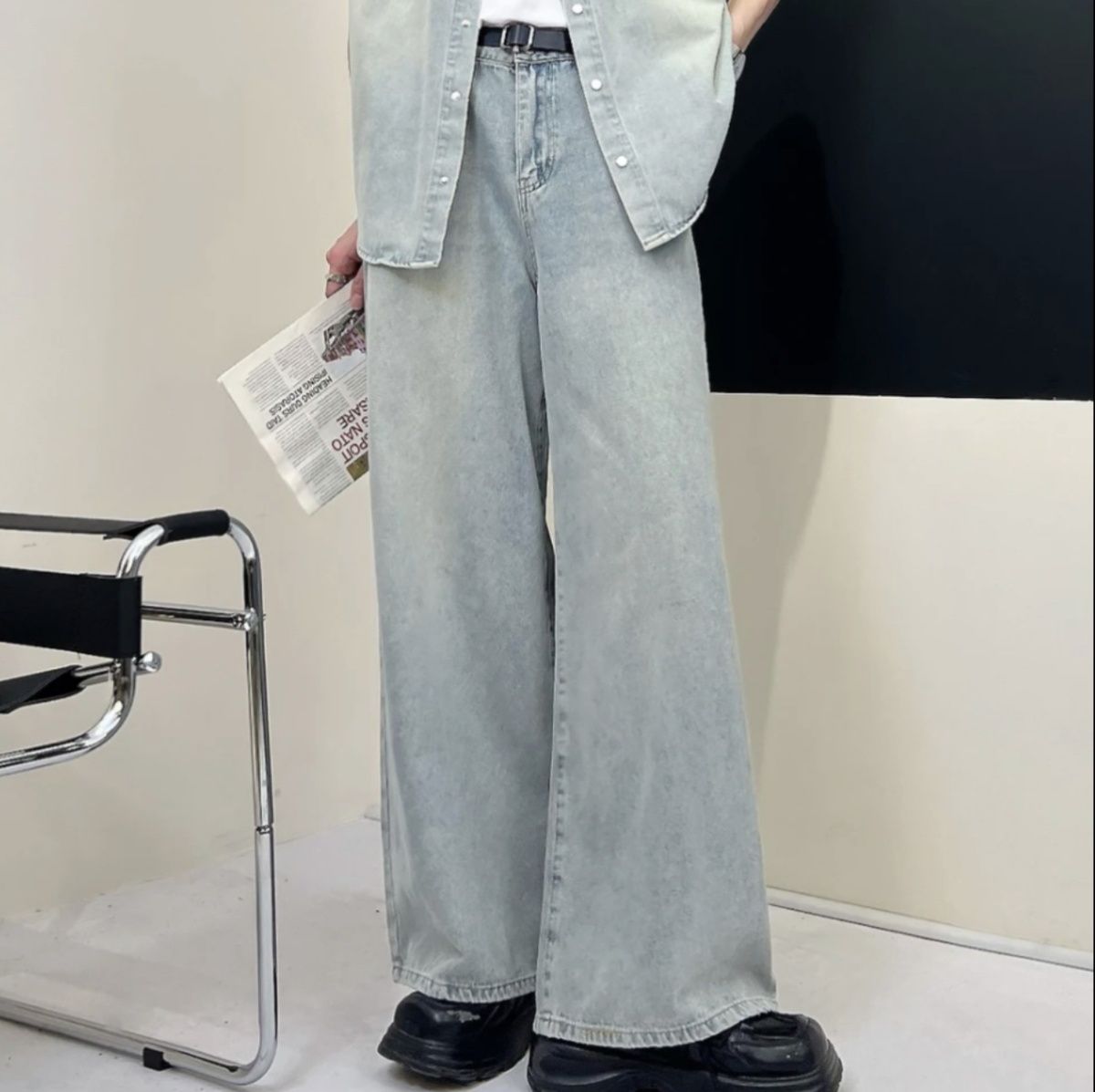 デニムセットアップ ゆったり大人の半袖デニムセットアップ