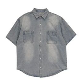デニムセットアップ ゆったり半袖デニムセットアップ