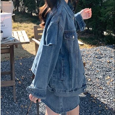 デニムセットアップ ゆったりデニムジャケット＆ミニスカート