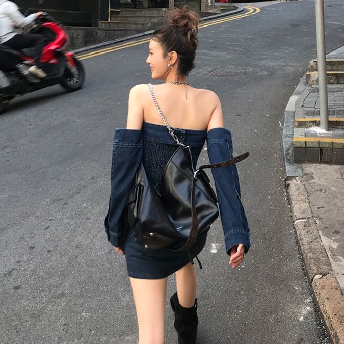 デニムセットアップ 肩だし美人のミニスカセット