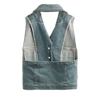 デニムセットアップ ノースリーブプリーツスカートセット