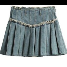 デニムセットアップ ノースリーブプリーツスカートセット