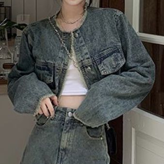 デニムセットアップ ゆったりロングデニムセットアップ
