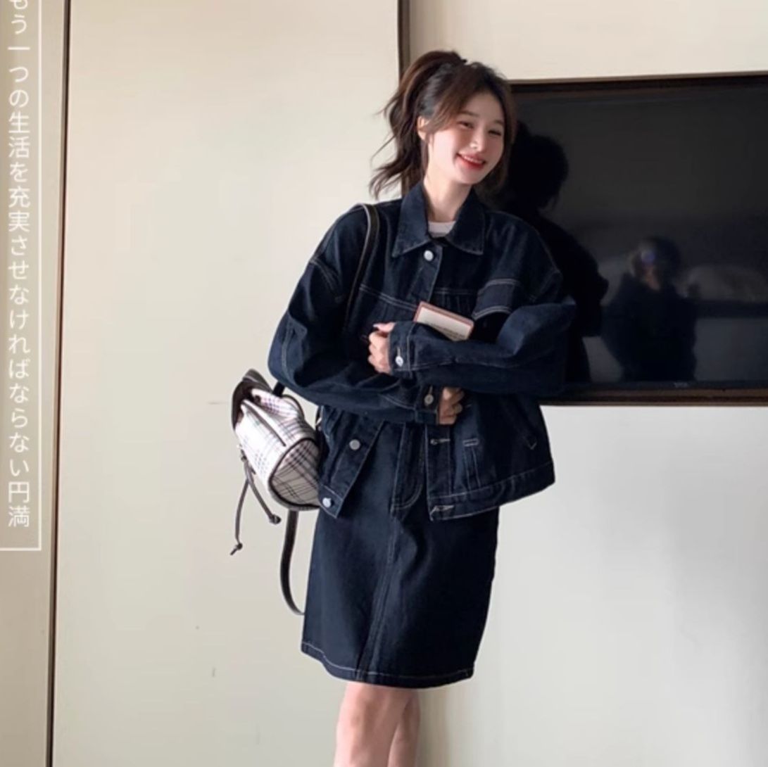 デニムセットアップ こなれ感ミニスカートセットアップ
