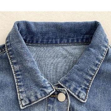 デニムセットアップ クロップド丈ジャケット台形スカートセット