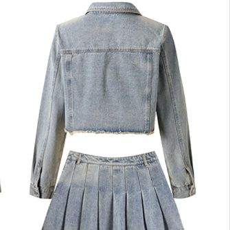 デニムセットアップ 裾フリンジプリーツミニセット