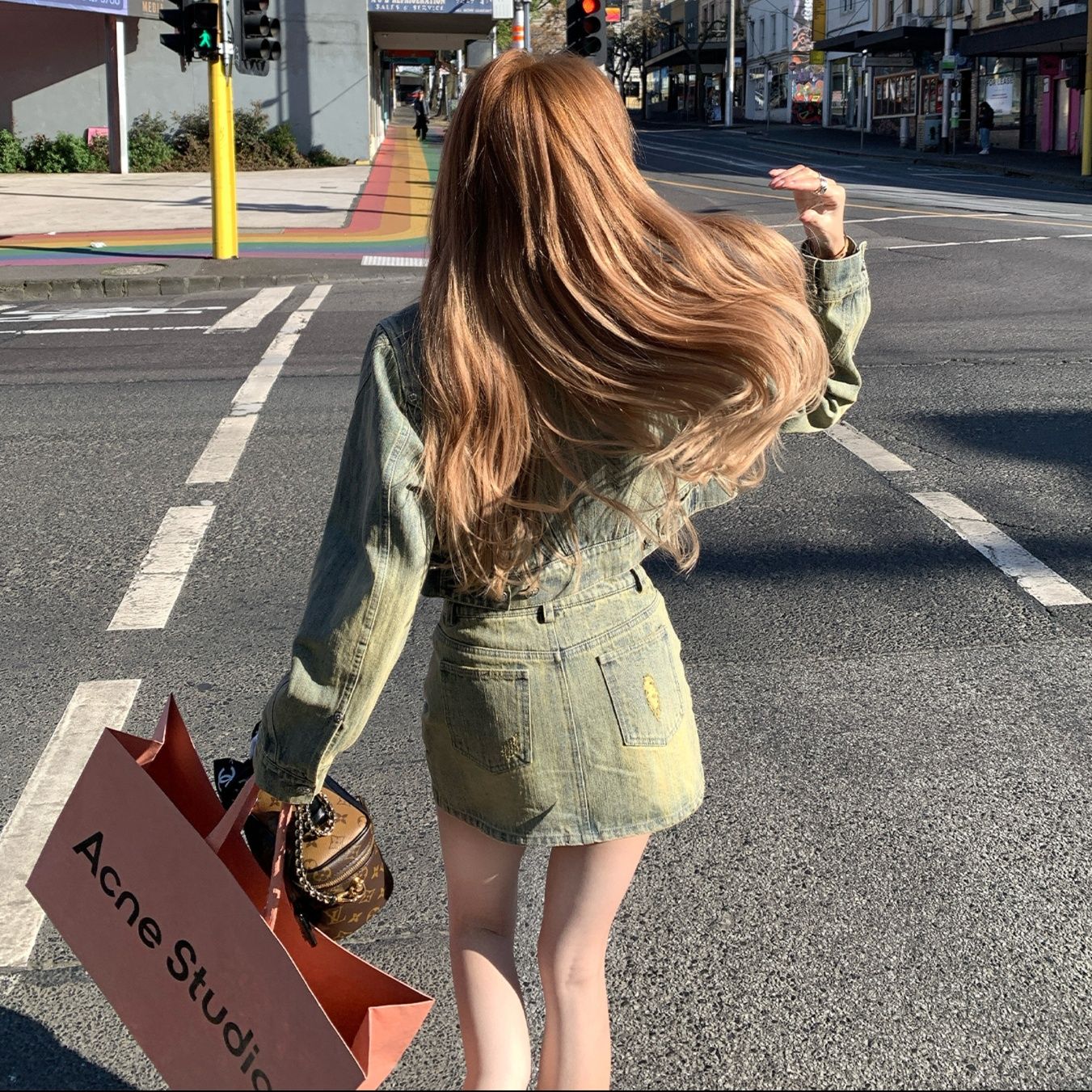 デニムセットアップ こなれ感ミニスカートセットアップ