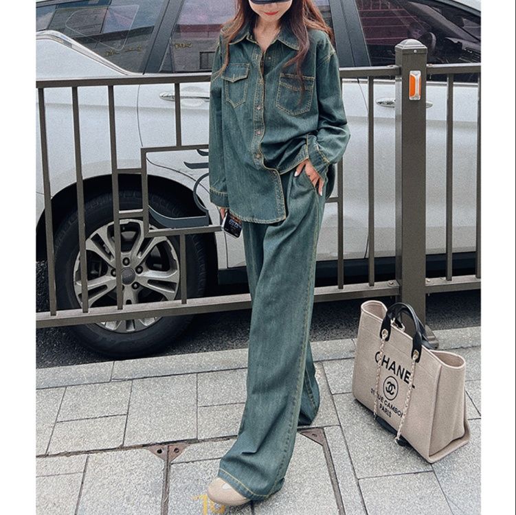 デニムセットアップ ゆったりシルエット デニムセットアップ