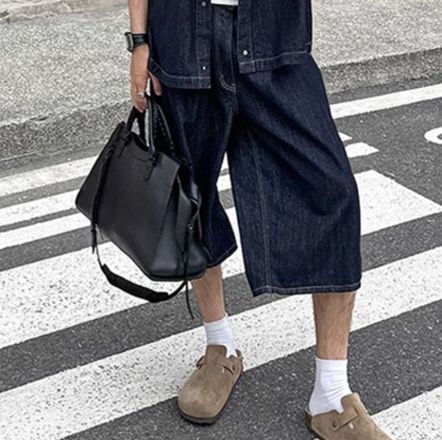 デニムセットアップ 半袖ゆったりデニムセットアップ