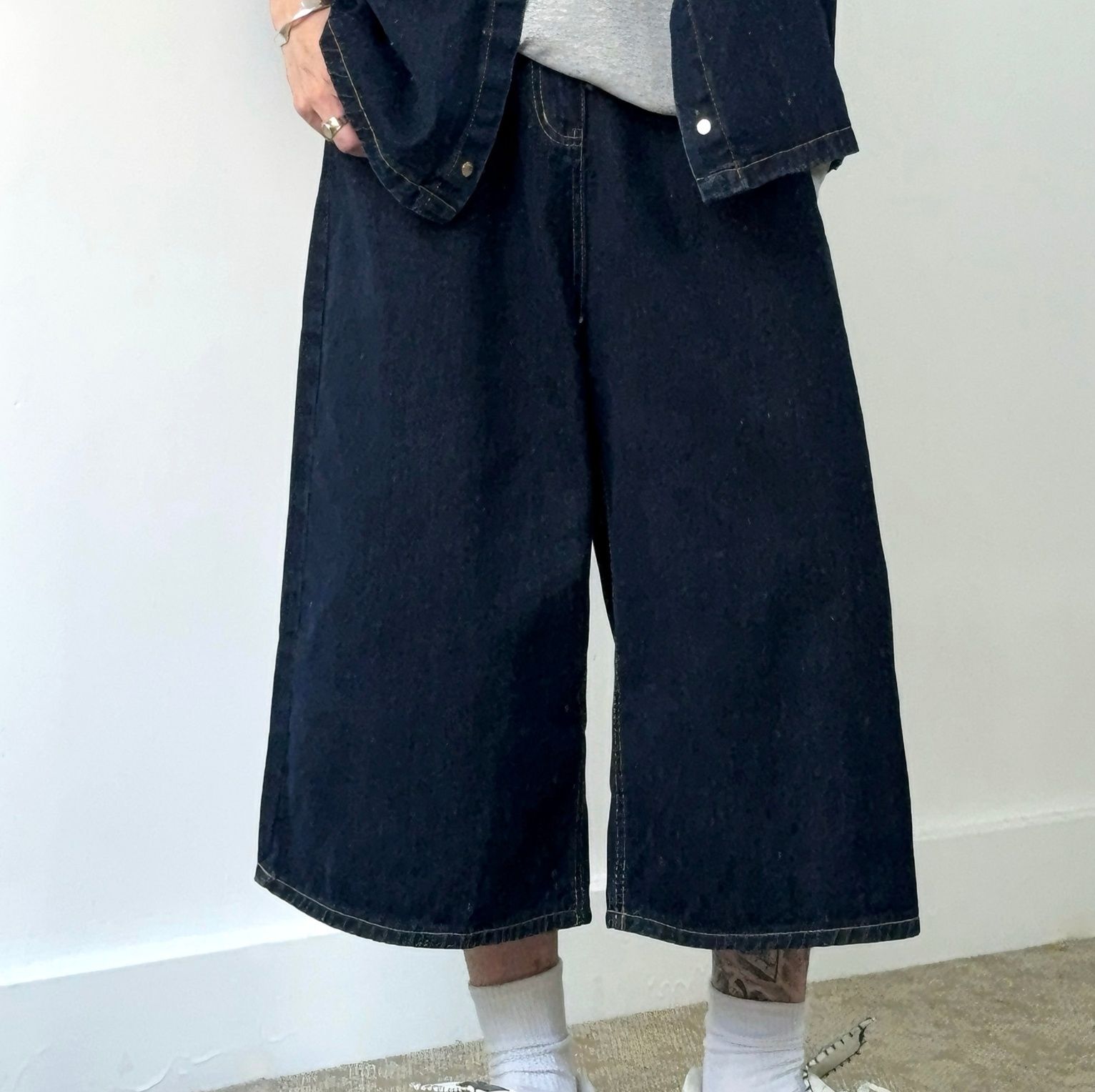 デニムセットアップ ゆったりビッグシルエット半袖セットアップ