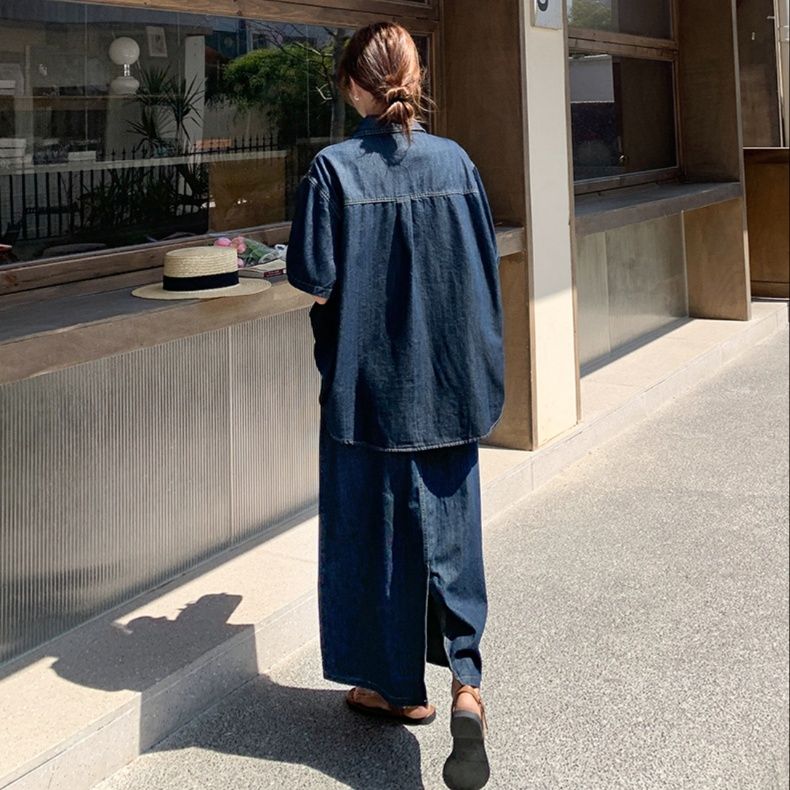 デニムセットアップ こなれ感ゆったりシルエット上下セット
