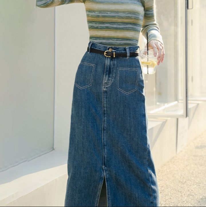 デニムセットアップ クラシカルロングスカートセット