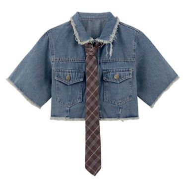 デニムセットアップ レトロネクタイ ショートセット