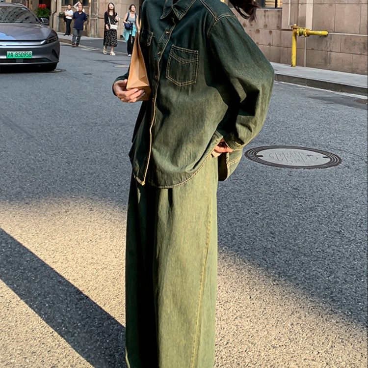 デニムセットアップ ゆったりシルエット デニム上下セット