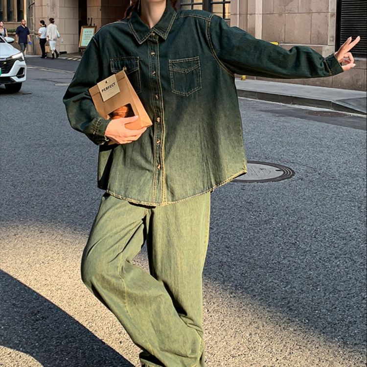 デニムセットアップ ゆったりシルエット デニム上下セット