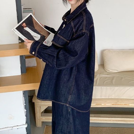 デニムセットアップ ゆったりビッグシルエット上下セット