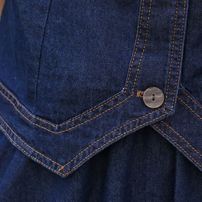 デニムセットアップ 優美なノーカラーデニムセットアップ