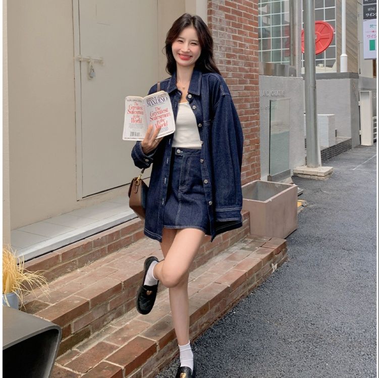 デニムセットアップ ゆったりシルエットデニムシャツセット
