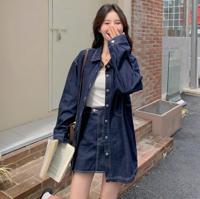デニムセットアップ ゆったりシルエットデニムシャツセット