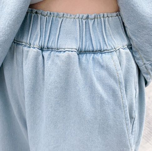 デニムセットアップ ぺプラムフリル ビスチェセットアップ