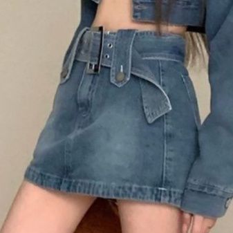 デニムセットアップ クロップド丈ジャケット×ミニスカート