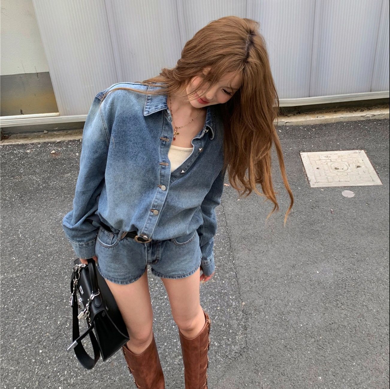 デニムセットアップ ゆったりシルエットデニムセットアップ