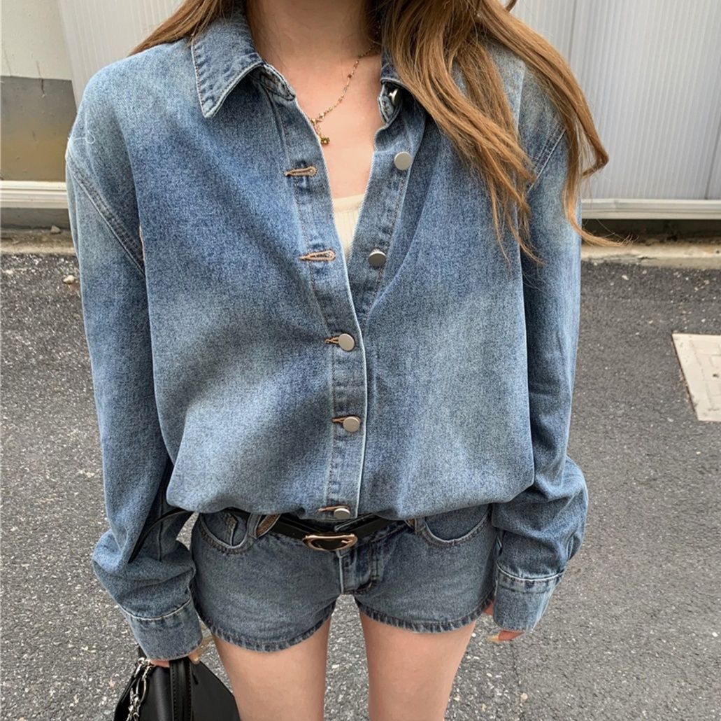 デニムセットアップ ゆったりシルエットデニムセットアップ