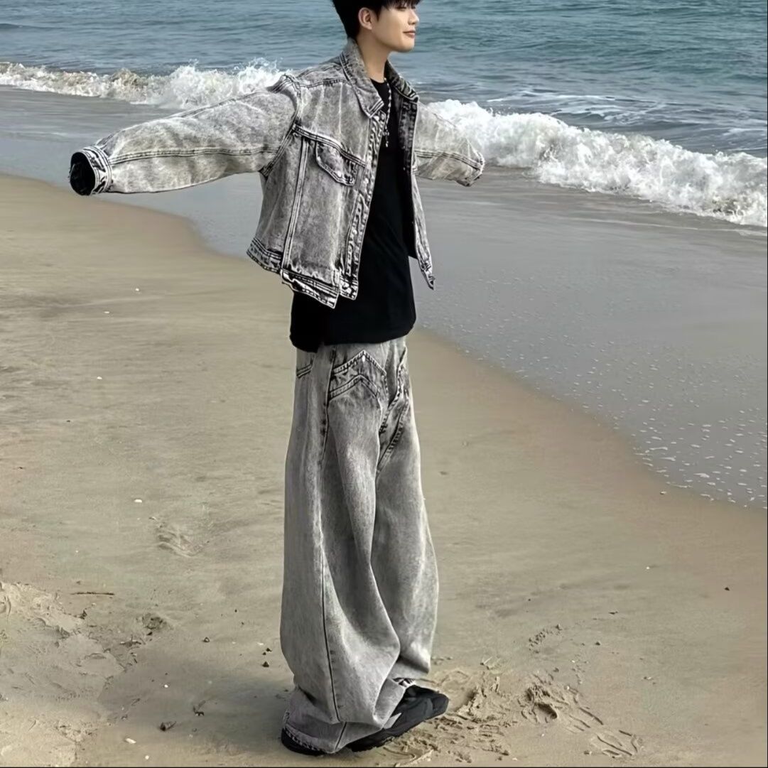 デニムセットアップ ゆったりワイドデニムセットアップ