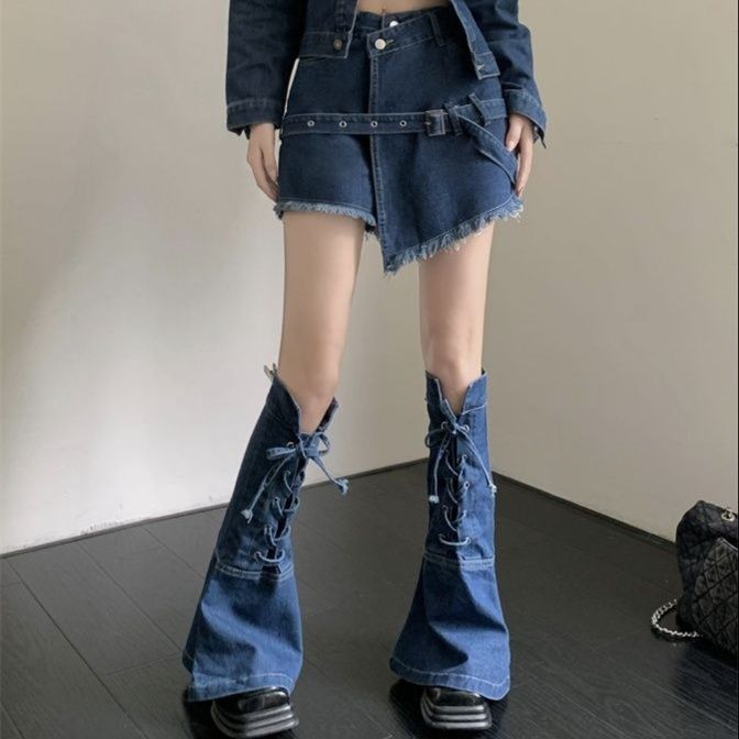 デニムセットアップ チェーン付きデニムジャケット＆スカート