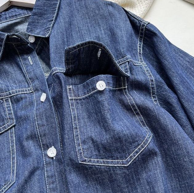 デニムセットアップ 半袖デニムシャツとショートパンツの上下セット