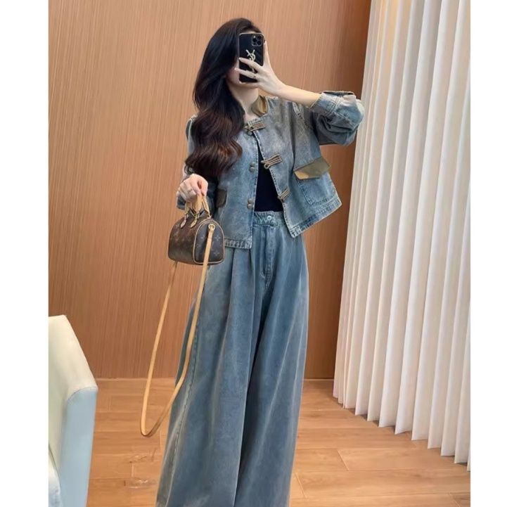 デニムセットアップ ゆったりワイドシルエット上下セット