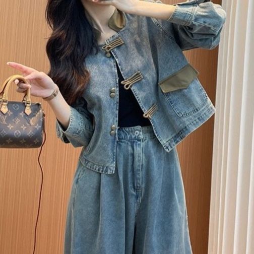デニムセットアップ ゆったりワイドシルエット上下セット