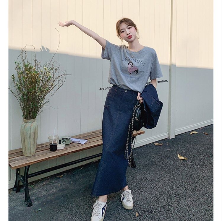 デニムセットアップ すっきりシルエットベスト＆ロングスカート