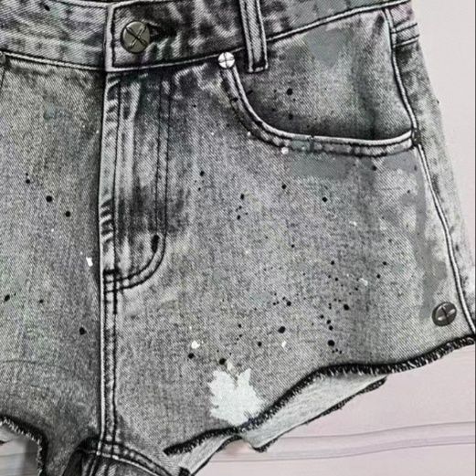 デニムセットアップ ヴィンテージ風ダメージ加工デニムジャケット短パン上下組