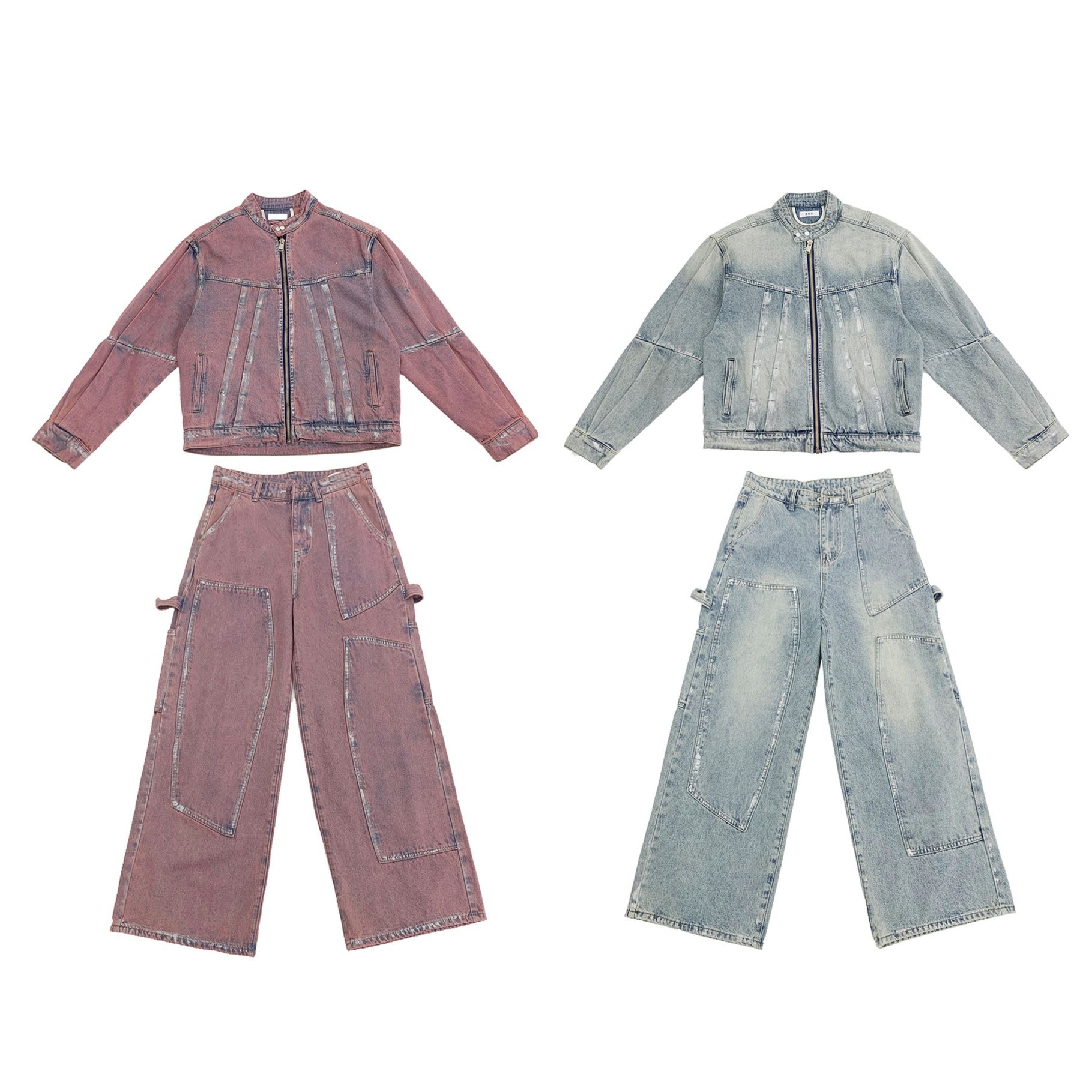 デニムセットアップ ゆったりシルエット デニムジャケット パンツ セットアップ