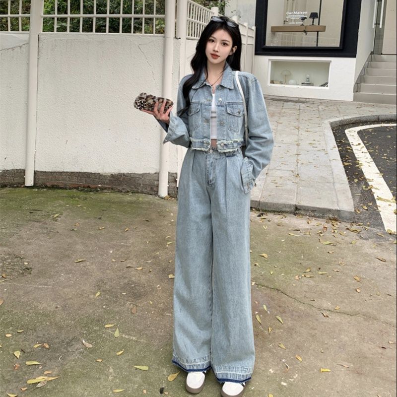 デニムセットアップ ワイドシルエット ジージャン×ワイドパンツ 上下セット