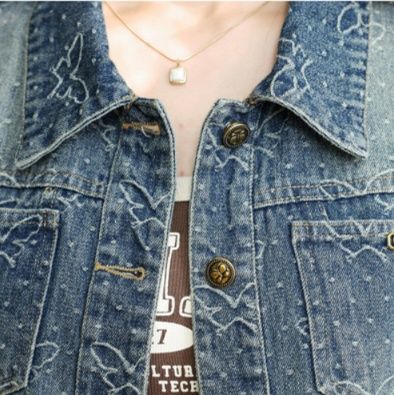 デニムセットアップ ヴィンテージ風刺繍入りデニムジャケット＆スカート二点セット