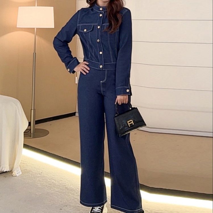 デニムセットアップ ボタン留め大人カジュアルデニムセット