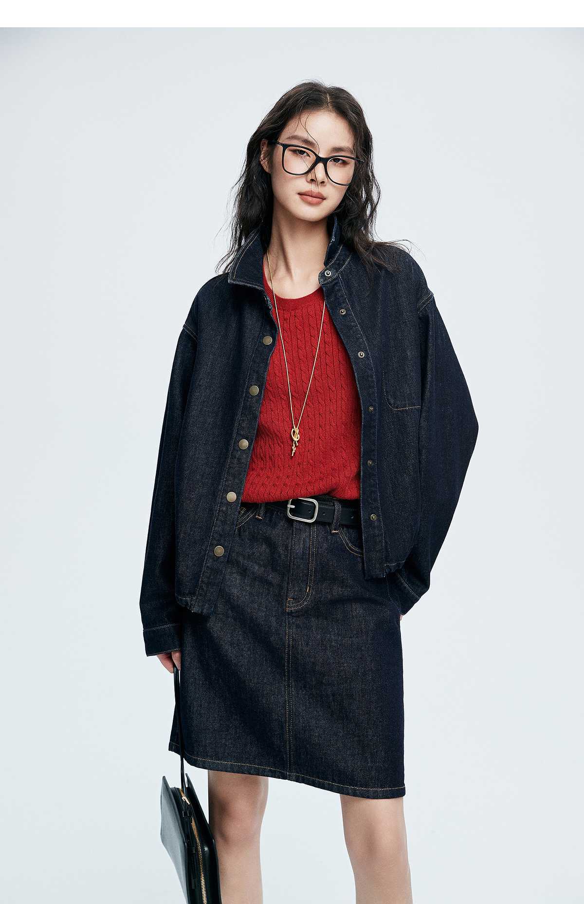 デニムセットアップ ヴィンテージ風デニムジャケットスカートセット