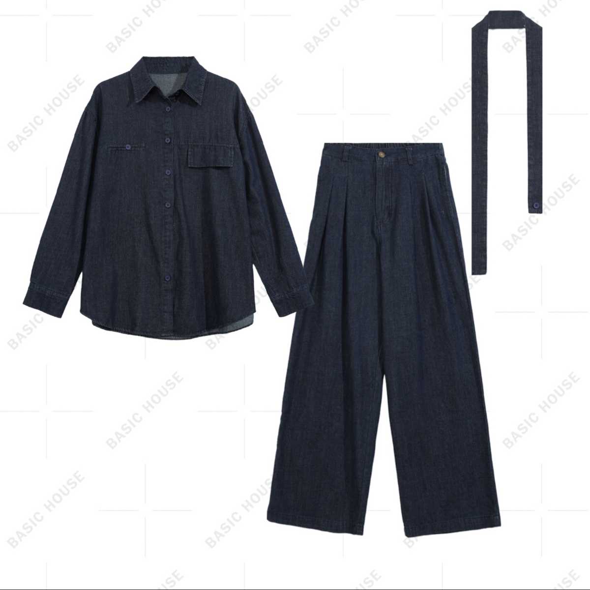 デニムセットアップ ゆったりシルエットデニムセットアップ