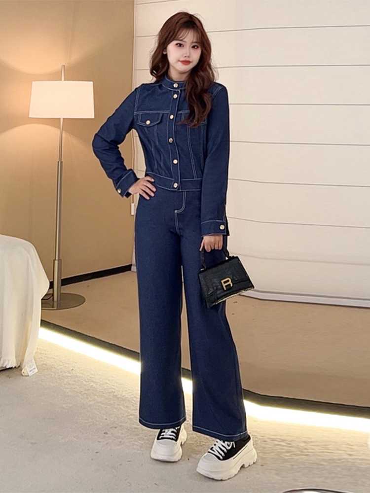 デニムセットアップ ボタン留め大人カジュアルデニムセット