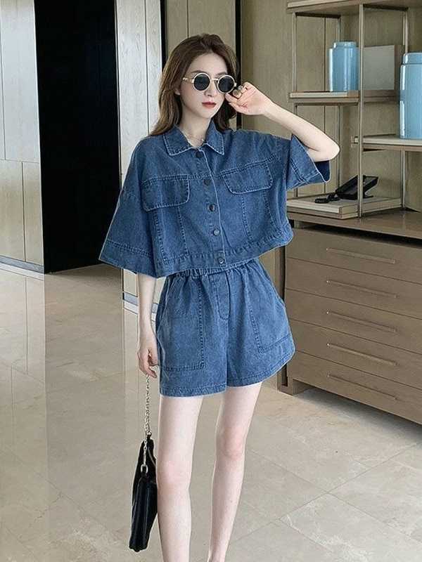 デニムセットアップ リラックスデニムシャツセットアップ