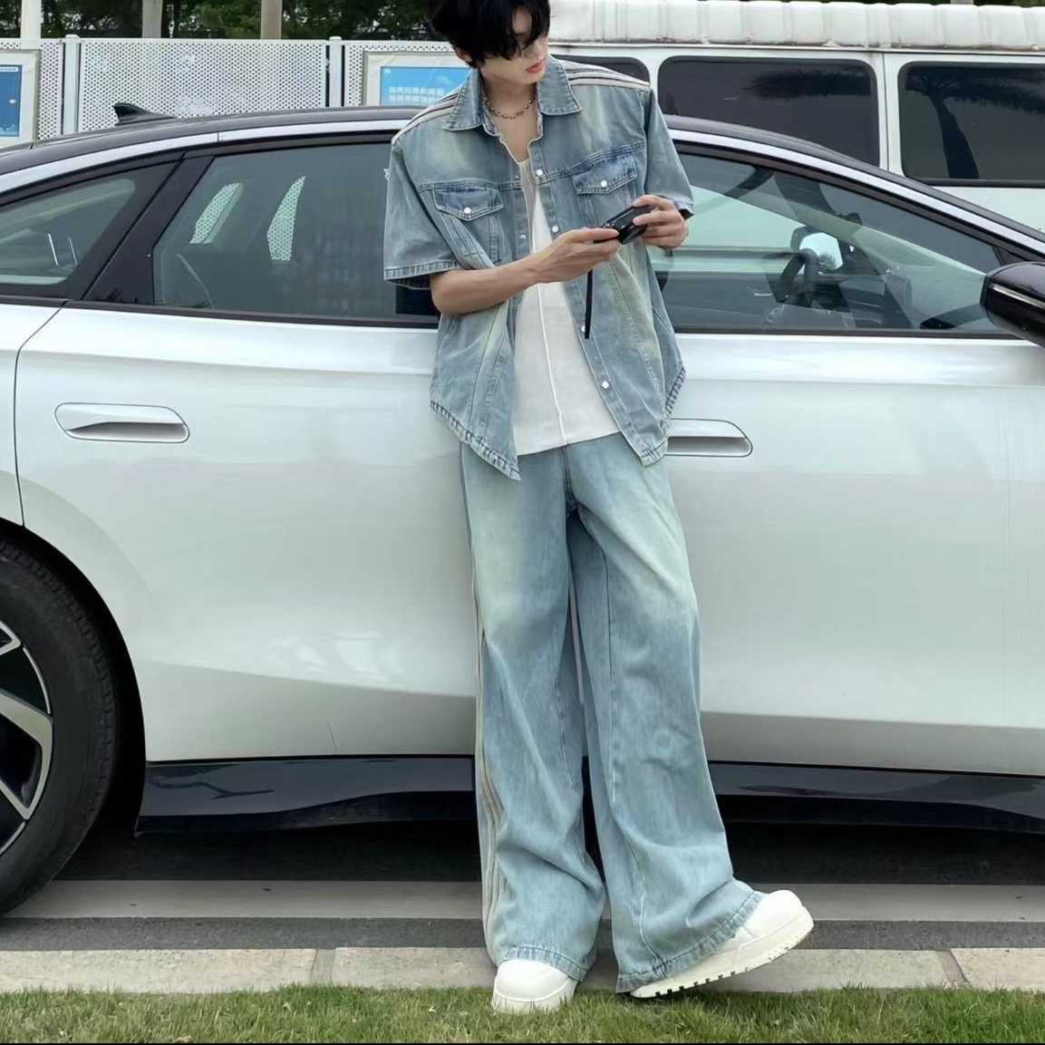 デニムセットアップ リラックスデニム上下セット