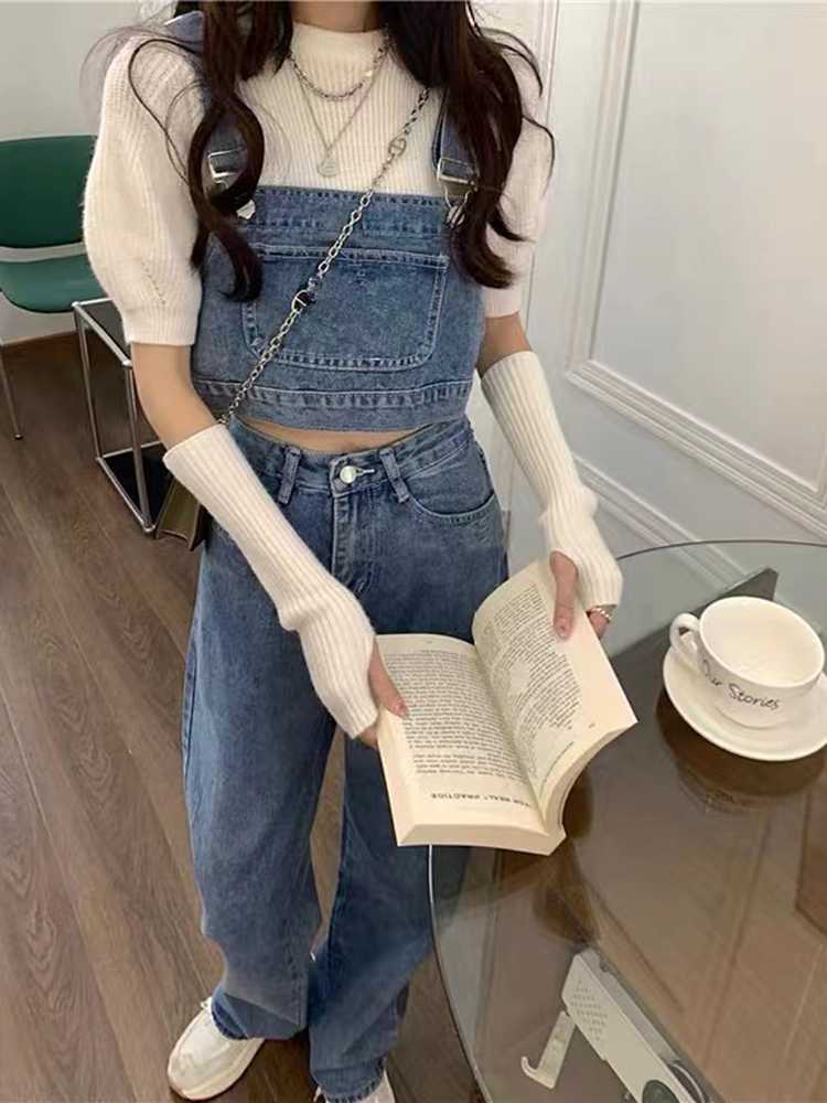 デニムセットアップ クロップドデニムビスチェセットアップ