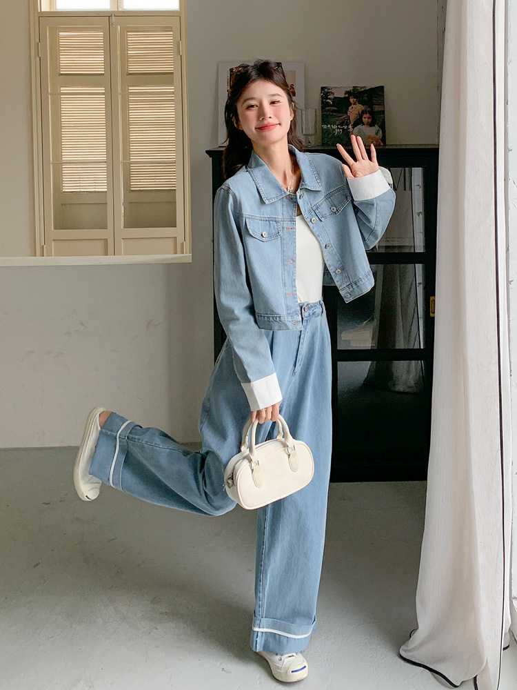 デニムセットアップ ゆったりシルエット デニム上下セット