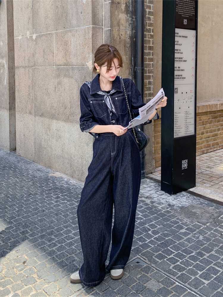 デニムセットアップ　バンダナ風ポイント デニムセットアップ